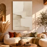 Asymmetrical Cream Blocks Minimalist Wall Art Canvas Print - Image 8