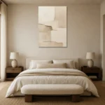 Asymmetrical Cream Blocks Minimalist Wall Art Canvas Print showcased in an elegant minimalist interior