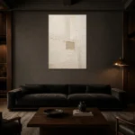 Linen Striation Minimalist Wall Art Canvas Print shown in a warm modern interior