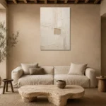 Linen Striation Minimalist Wall Art Canvas Print presented in a sophisticated home setting