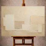 Cream and beige Minimalist Wall Art print featuring sculptural rectangular forms for elegant interiors