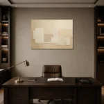 Warm Neutral Rectangles Minimalist Wall Art Canvas Print displayed in a contemporary gallery-inspired room