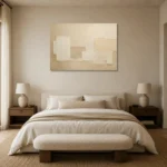 Warm Neutral Rectangles Minimalist Wall Art Canvas Print showcased in an elegant minimalist interior