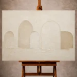 Ivory and beige Minimalist Wall Art print featuring softened abstract arches for elegant interiors
