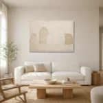 Soft Ivory Arches Minimalist Wall Art Canvas Print styled in a refined neutral interior