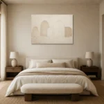 Soft Ivory Arches Minimalist Wall Art Canvas Print showcased in an elegant minimalist interior