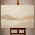 Cream and soft clay Minimalist Wall Art print featuring flowing dune-like contours for elegant interiors