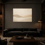 Soft Clay Dunes Minimalist Wall Art Canvas Print shown in a warm modern interior