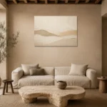 Soft Clay Dunes Minimalist Wall Art Canvas Print presented in a sophisticated home setting