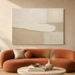 Elongated Ivory Balance Minimalist Wall Art Canvas Print - Image 3