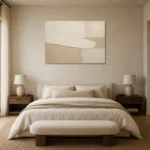 Elongated Ivory Balance Minimalist Wall Art Canvas Print showcased in an elegant minimalist interior
