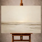 Cream and stone Minimalist Wall Art print featuring a luminous abstract plaster horizon for elegant interiors