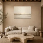 Luminous Plaster Horizon Minimalist Wall Art Canvas Print presented in a sophisticated home setting
