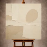 Ivory and beige Minimalist Wall Art print featuring layered plaster planes and a rounded form for elegant interiors