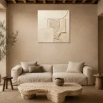 Limestone Relief Minimalist Wall Art Canvas Print presented in a sophisticated home setting
