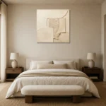 Limestone Relief Minimalist Wall Art Canvas Print showcased in an elegant minimalist interior