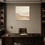Warm Linen Dunes Minimalist Wall Art Canvas Print displayed in a contemporary gallery-inspired room