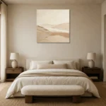 Warm Linen Dunes Minimalist Wall Art Canvas Print showcased in an elegant minimalist interior
