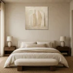 Monolithic Beige Forms Minimalist Wall Art Canvas Print showcased in an elegant minimalist interior