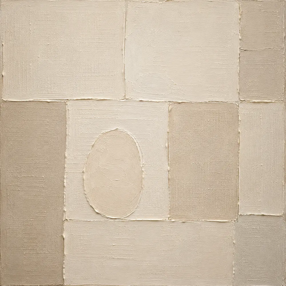 Cream Oval Grid Minimalist Wall Art Canvas Print
