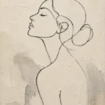 Ivory Female Profile Minimalist Wall Art Canvas Print
