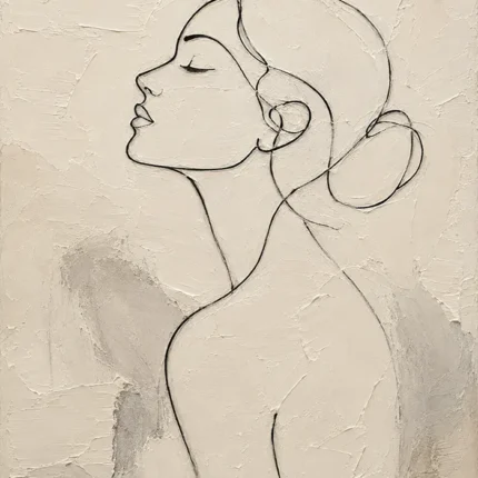 Ivory Female Profile Minimalist Wall Art Canvas Print