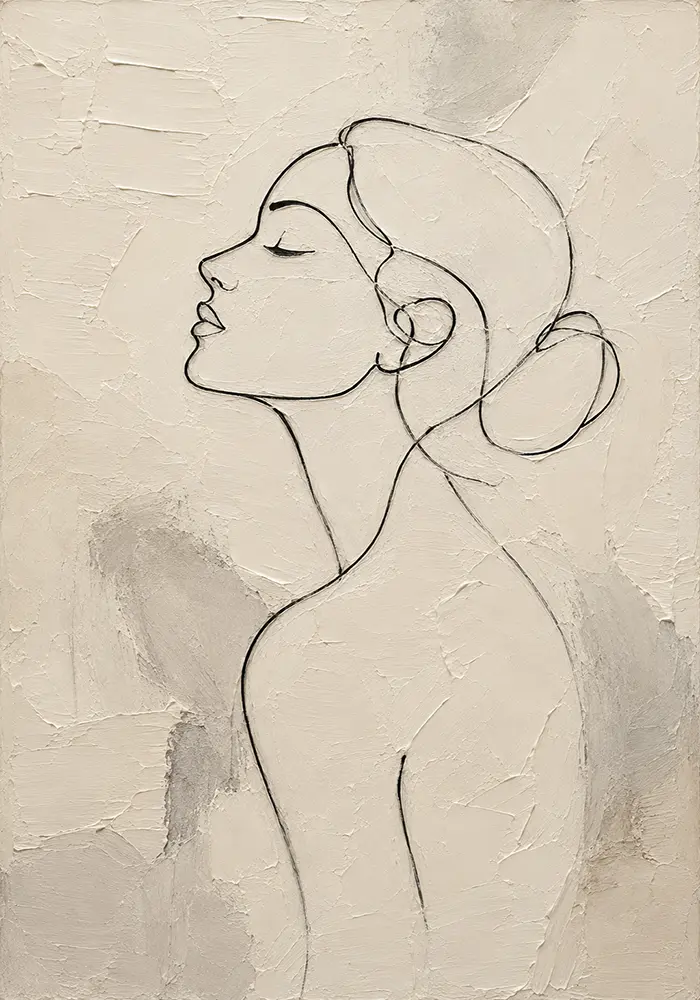 Ivory Female Profile Minimalist Wall Art Canvas Print