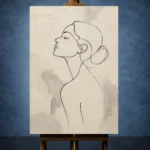 Ivory Female Profile Minimalist Wall Art Canvas Print - Image 2