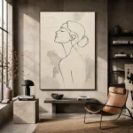 Ivory Female Profile Minimalist Wall Art Canvas Print - Image 3
