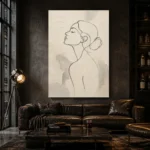 Ivory Female Profile Minimalist Wall Art Canvas Print - Image 4