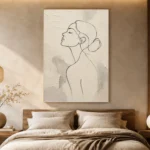 Ivory Female Profile Minimalist Wall Art Canvas Print - Image 6