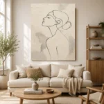 Ivory Female Profile Minimalist Wall Art Canvas Print - Image 7