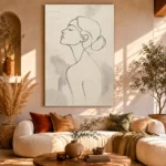 Ivory Female Profile Minimalist Wall Art Canvas Print - Image 8
