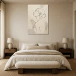 Ivory Female Profile Minimalist Wall Art Canvas Print showcased in an elegant minimalist interior