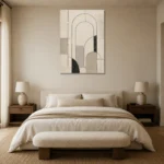 Ivory Architectural Minimalist Wall Art Canvas Print showcased in an elegant minimalist interior