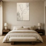 Ivory Botanical Minimalist Wall Art Canvas Print showcased in an elegant minimalist interior