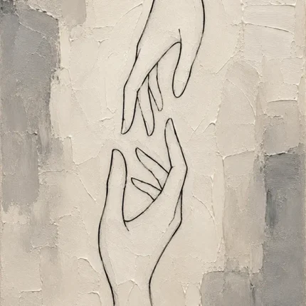 Ivory Hand Line Minimalist Wall Art Canvas Print