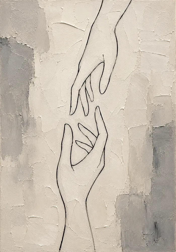 Ivory Hand Line Minimalist Wall Art Canvas Print