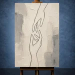 Ivory Hand Line Minimalist Wall Art Canvas Print - Image 2