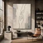 Ivory Hand Line Minimalist Wall Art Canvas Print - Image 3