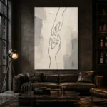 Ivory Hand Line Minimalist Wall Art Canvas Print - Image 4