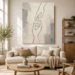 Ivory Hand Line Minimalist Wall Art Canvas Print - Image 7