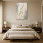 Ivory Hand Line Minimalist Wall Art Canvas Print showcased in an elegant minimalist interior