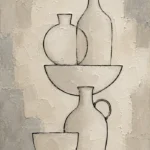 Ivory Ceramic Vessel Minimalist Wall Art Canvas Print