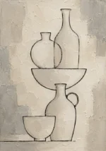 Ivory Ceramic Vessel Minimalist Wall Art Canvas Print