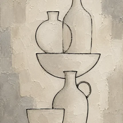 Ivory Ceramic Vessel Minimalist Wall Art Canvas Print
