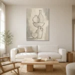 Ivory Ceramic Vessel Minimalist Wall Art Canvas Print styled in a refined neutral interior