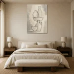 Ivory Ceramic Vessel Minimalist Wall Art Canvas Print showcased in an elegant minimalist interior