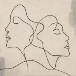 Ivory Abstract Faces Minimalist Wall Art Canvas Print