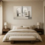 Mist Gray Architectural Minimalist Wall Art Canvas Print showcased in an elegant minimalist interior